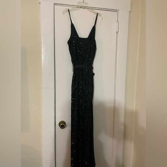 EXPRESS Sequin V-Neck Tie Waist Wide Leg Jumpsuit size Small NWT - Picture 11 of 13